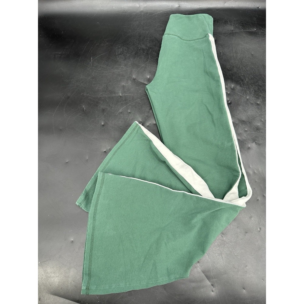 Hollister Ultra High Rise Green With White Stripe Size Medium Flare Pants